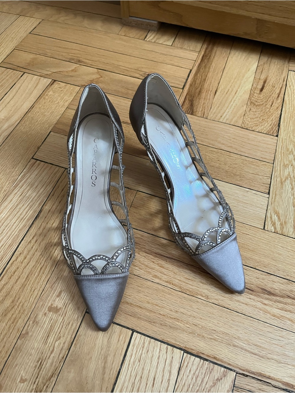 Caparros Silver Pointed-Toe Women's Dress Flats